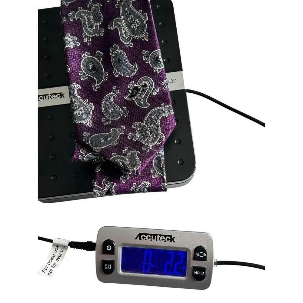 Jos. A. Bank Signature Collection Tie Purple Grey Paisley 100% Silk Long Necktie